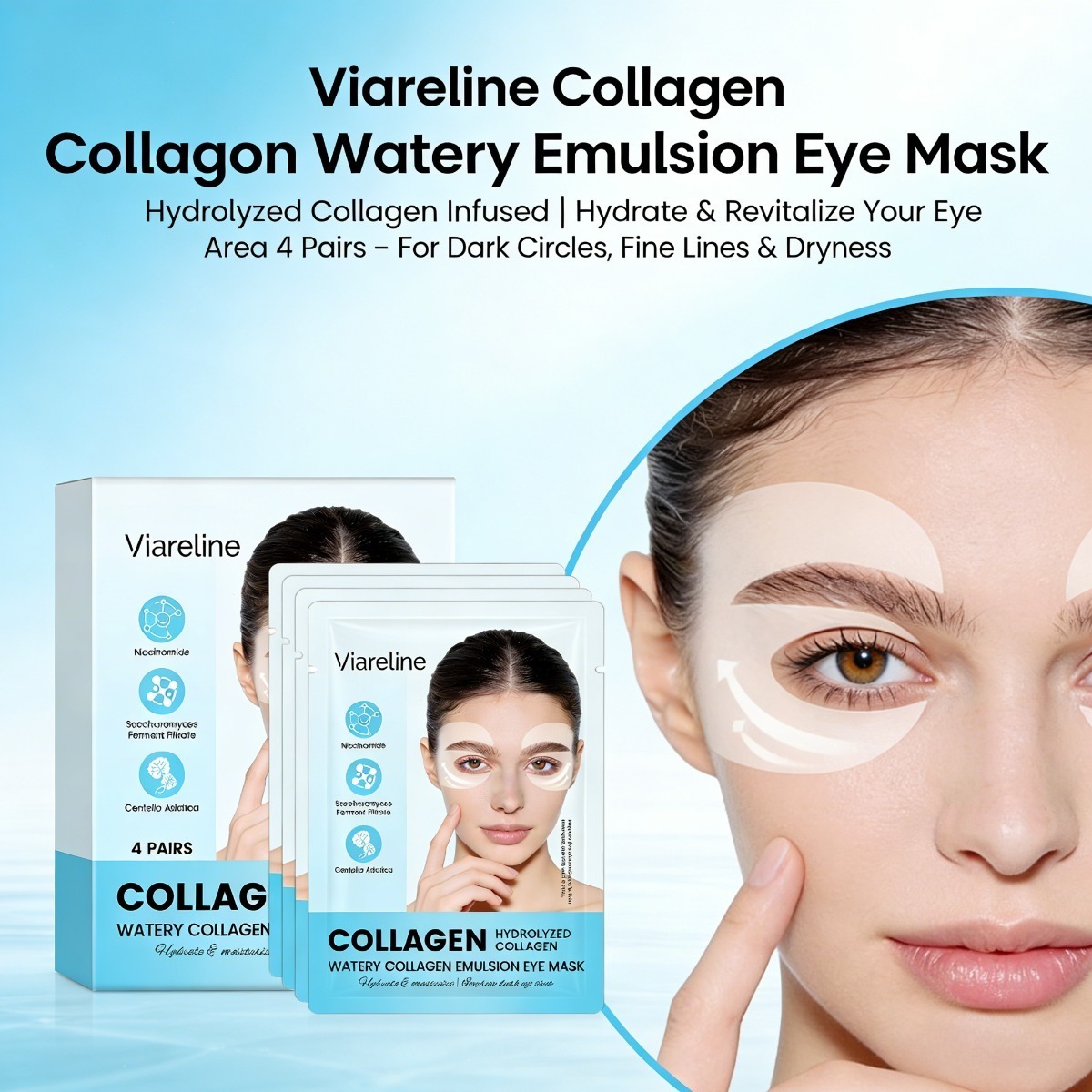 Collagen Sheet Mask - 콜라겐 아이 패치는 잔주름과 다크서클을 줄여주고,