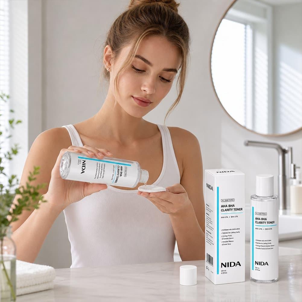 니다 수분 공급 및 피부 정화 스킨케어 세트 AHA B - Aha Bha Exfoliant 리뷰 및 가격