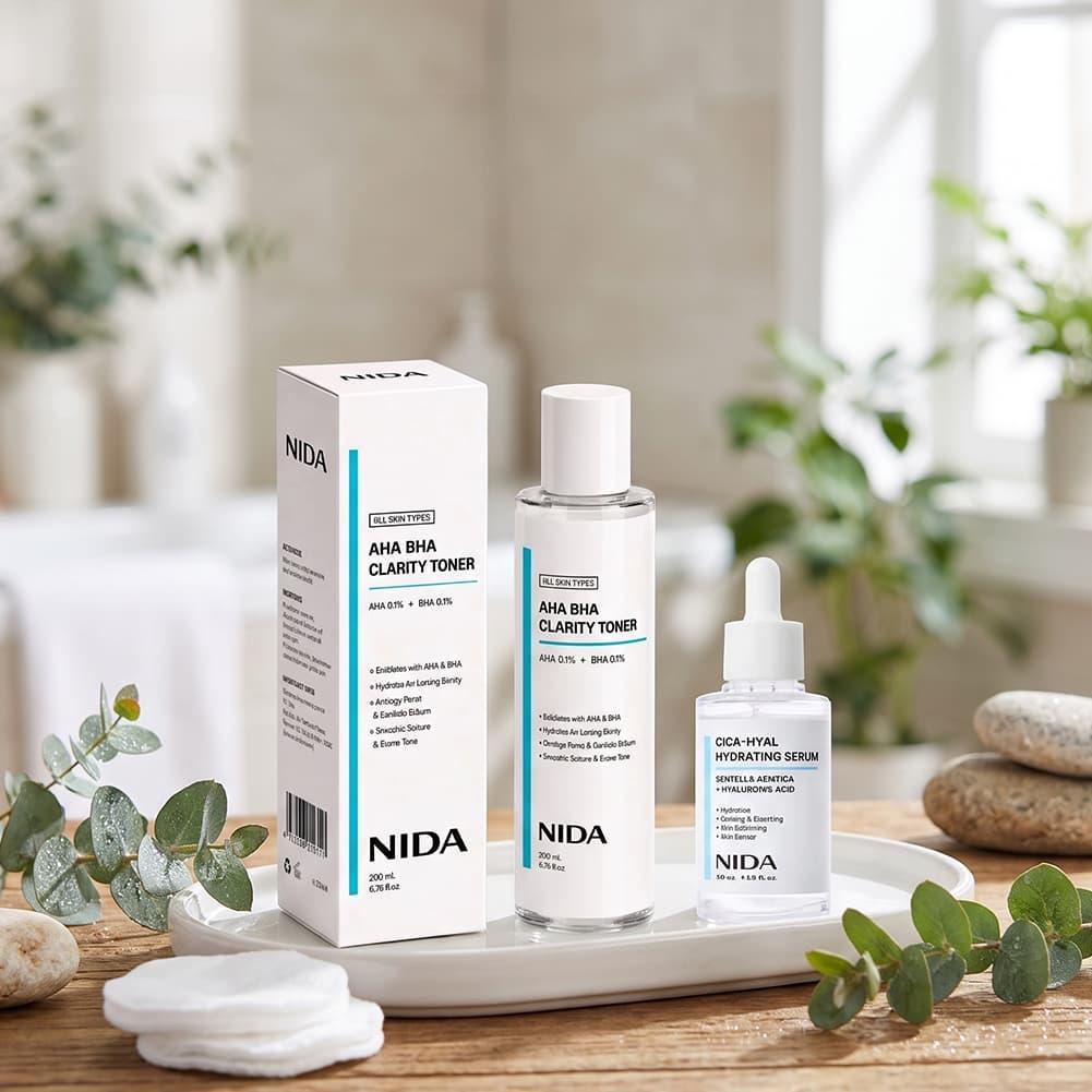 니다 수분 공급 및 피부 정화 스킨케어 세트 AHA B - Aha Bha Exfoliant 리뷰 및 가격