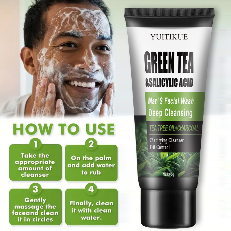 YUITIKUE 남성용 페이셜 워시 60g - 녹차 & - Salicylic Acid Cleanser 리뷰 및 가격