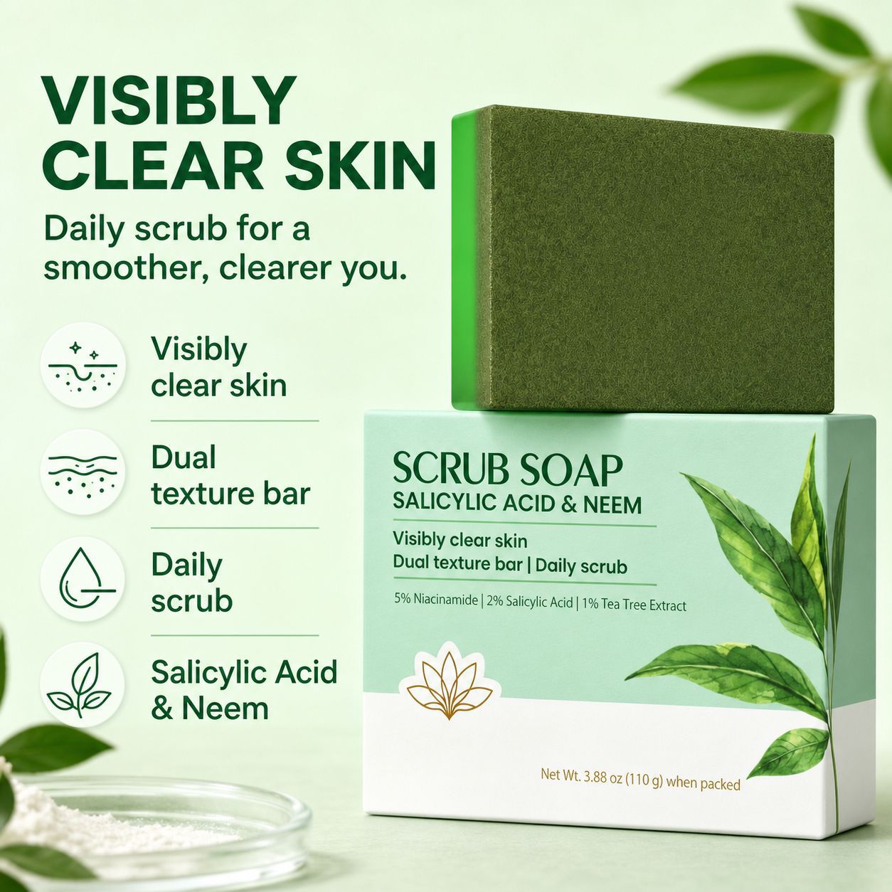 스크럽 바 비누 |   살리실산 & 님 추출물 함유 데 - Salicylic Acid Cleanser 리뷰 및 가격