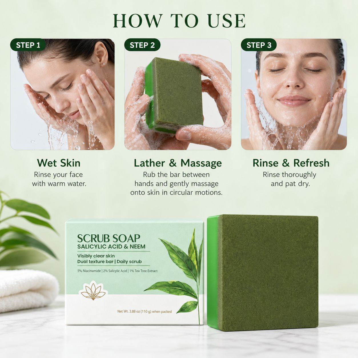 스크럽 바 비누 |   살리실산 & 님 추출물 함유 데 - Salicylic Acid Cleanser 리뷰 및 가격
